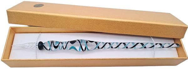 Tintenschreiber (transp./schwarz-blau-weiße Streifen)